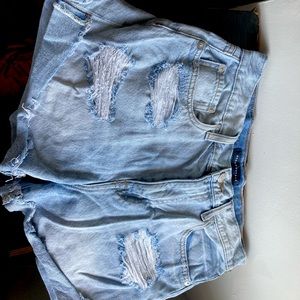 Aeropostale white wash ripped blue denim jean shorts. size 8